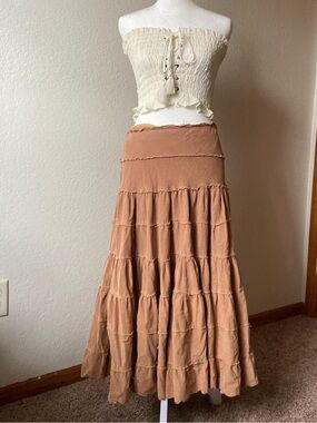 Vintage Designer Gabriela Perezutti Corduroy  Tiered Maxi Skirt
